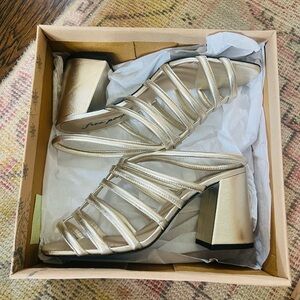 NEW in BOX Free People Colette Cinched Heel, Champagne, size 38/8